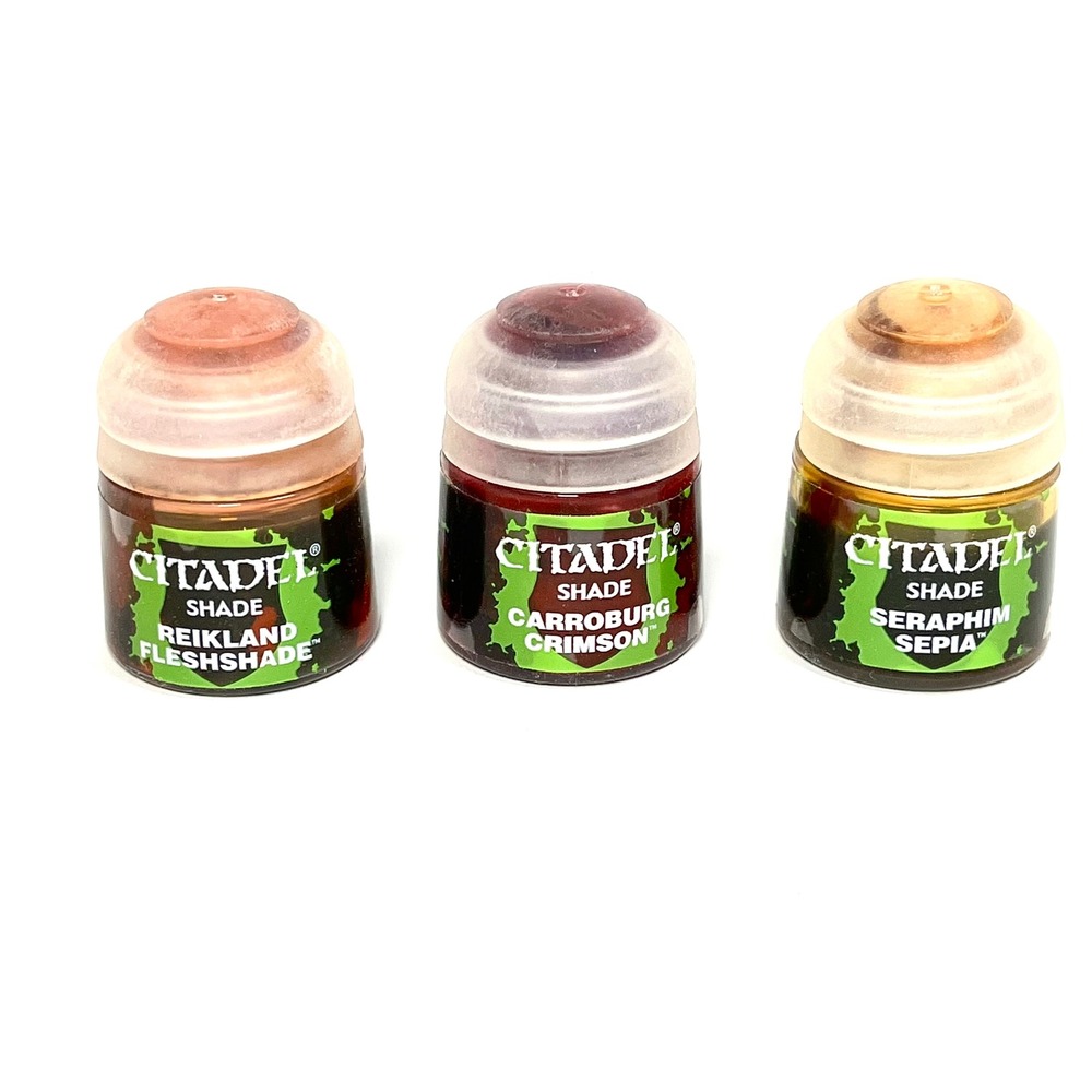Citadel Paint Lot Shade Reikland Fleshshade Carroburg Crimson Seraphim Sepia GW